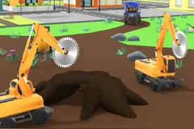 工程车清理路面上的障碍物 #工程车动画片大全 #儿童动画