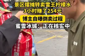 景区摆摊转卖雪王柠檬水3小时赚了254元，博主自曝倒卖过程，蜜雪冰城：正在核实中视频封面