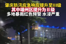 8月4日19时30分，肇庆防汛应急响应提升为Ⅲ级，其中，端州区防汛应急响应提升为Ⅱ级。截至4日20时35分，端州、鼎湖、高要、四会、德庆暴雨红色预警信号。端州区委区政府要求：全区三防成员单位要高度重视，按照职责分工和预案的有关规定做好防御工作。