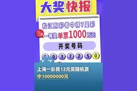 上海一彩民12元买随机票中10000000元大奖（上海体彩）#大象主播说 @程鹏