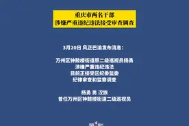 3月20日，风正巴渝发布消息：万州区钟鼓楼街道原二级巡视员杨勇、中国工商银行重庆华凤支行副行长段炼，涉嫌严重违纪违法接受审查调查。#风正巴渝视频封面