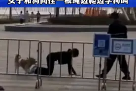 哗众取宠！深圳一女子和狗同拴一根绳边爬边学狗叫，警方回应：将调查处理#女子和狗同拴一绳跪地爬行 #深圳一女子和狗同拴一根绳跪地爬行 #深圳 @抖音短视频 @DOU+小助手 视频封面