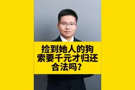 捡到她人的狗，索要千元才归还，合法吗？ #女子丢狗被捡到者索要千元才归还 #蓝衣女人不肯给回狗后续 #抖来普法2023视频封面