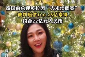 泰国前总理英拉因“大米渎职案”被判赔偿100.28亿泰铢，约合22亿元人民币