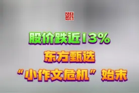 股价跌近13% 东方甄选“小作文危机”始末 股价盘中跌近13%，一个视频看明白东方甄选“小作文危机”始末，东方甄选CEO直言“没有亏欠董宇辉，其年薪不止网传的几千万”#东方甄选 #董宇辉视频封面