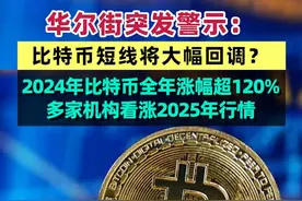 华尔街突发警示：比特币短线将大幅回调？2024年比特币全年涨幅超120%，多家机构看涨2025年行情 #比特币  #加密货币视频封面