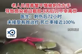 千万当心！老人被青蟹刺伤感染创伤弧菌，截肢9天后仍不幸离世。（澎湃新闻）