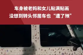 男子车身被老妈和女儿贴满贴画，没想到转头邻居车也“遭了殃”#熊孩子 #哭笑不得 来源@姬少视频封面
