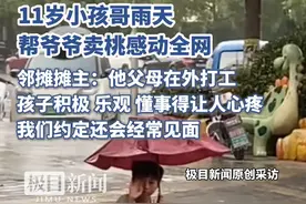 11岁小孩哥雨天帮爷爷卖桃感动全网，邻摊摊主：他懂事得让人心疼，我们约定晚桃成熟前还会再见