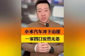 小米SU7滚坠二三十米高山崖，车上一家四口安然无恙 孩子脱手飞出擦伤额头#小米su7坠落山崖 #小米su7视频封面