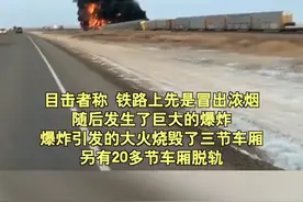 #加拿大一货运列车脱轨 部分车厢被烧毁视频封面