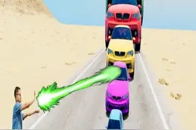 大小汽车挑战巨型陷阱，汽车们能否飞跃而过？ #赛车游戏视频封面