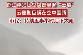 浙江嘉兴上空突然竖起“云墙”，云层如巨蟒在空中翻腾，市民：持续近半小时后下大雨。视频封面