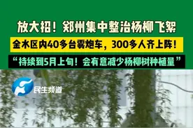 4月8日（采访），河南郑州，放大招！郑州集中整治杨柳飞絮，金水区内40多台雾炮车，300多人齐上阵！“持续到5月上旬！会有意减少杨柳树种植量”视频封面