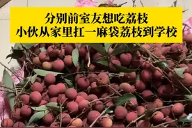 #小伙从家里扛一麻袋荔枝送室友 ，小伙：他们都很喜欢吃荔枝，马上要分别了，无论多远我都会回家拿荔枝给他们！#荔枝