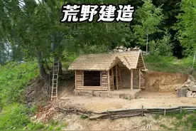 老八来到野外建造庇护所并啃上秘制小汉堡 #荒野建造 #户外建造视频封面