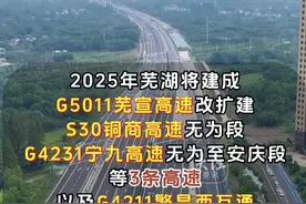 芜湖今年将建成三条高速公路 泰山路长江大桥也有新消息 芜湖市交通运输局最新发布，2025年芜湖将建成G5011芜宣高速改扩建、S30铜商高速无为段、G4231宁九高速无为至安庆段等3条高速以及G4211繁昌西互通等2个高速互通。

加快建设G4231宁九高速和县至无为段、S24杭合高速泰山路长江大桥及接线工程，并推进芜溧高速湾沚至三山段、宁九高速大龙湾支线等新增高速项目前期。

在国省道方面，今年芜湖将建成G347通江大道、S330无为段、S334繁昌段等快速化以及G329市区江北段一级公路，加快推进G236繁昌至铜陵段、峨山路东延（二期）、S457繁昌至南陵段一级路等项目建设。#高速 #宁芜高速 #芜宣高速  #国道 #省道视频封面