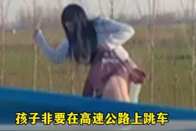 孩子非要在高速公路上跳车 妈妈冒着违停风险 在应急车道停车教训孩子 网友：这个理由真的很应急了视频封面