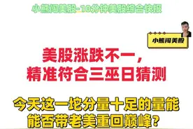 今天这一坨分量十足的量能，能否带老美重回巅峰？ 7:30 PM （PT）03/1/2025 周五
小熊闯美股-10分钟美股综合快报
美股涨跌不一，
精准符合三巫日猜测
今天这一坨分量十足的量能
能否带老美重回巅峰？
关注港美风格是否切换
就差半导体蓄力了？#美股 #财经股票 #美光科技财报 #特斯拉股价上涨 #股民交流视频封面