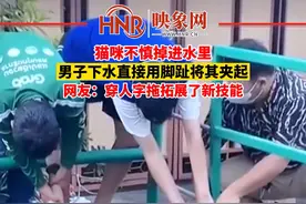 4月7日，泰国，猫咪不慎掉进水里，男子下水直接用脚趾将其夹起！网友：穿人字拖拓展了新技能！#暖心正能量 #原谅我不厚道的笑了 #新技能 来源：@W姐吸猫 视频封面