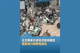 北方网友开启花式防风模式，提前自行放倒电动车：不用扶，谢谢，不给大风留一点余地视频封面