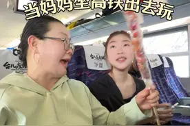 e人老妈是如何在高铁上打发时间的，一米冰糖葫芦给旁边小姑娘馋哭了~#高铁#美食#vlog#糖葫芦#甜品视频封面