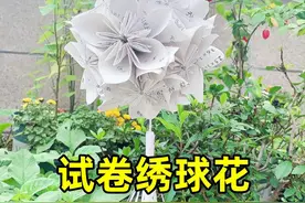 做一朵试卷绣球花，很好看呀#手工diy #折纸 #花朵
