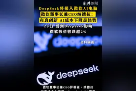 #DeepSeek将接入微软AI电脑 ，微软董事长兼CEO纳德拉：有真创新，AI成本下降是趋势，28日，受到DeepSeek影响，微软股价收跌超2%视频封面
