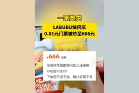 一票难求！LABUBU快闪店0.01元门票被炒至666元！#Labubu #泡泡玛特