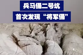 【兵马俑二号坑首次发现“将军俑”】一个多月前，考古人员首次在兵马俑二号坑发现一尊较少见的高级军吏俑，可能是二号坑弩兵单元的最高指挥官。视频封面