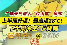 广东天气进入“过山车”模式，上半周升温！下半周冷空气+降雨。 （编辑：甘乐；责编：梁莹；素材来源：佛山天气 、广东天气）#天气预报 #佛山 #降雨 #冷空气视频封面