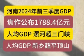 2024年前三季度GDP，焦作公布，漯河、新乡人均排名提升视频封面