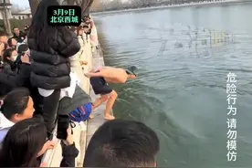 冬泳爱好者跳水什刹海后海，水深不够头部触底，周围游客赶紧送上酒精和创可贴
，游泳需去规定水域，野外水域的未知因素多，谨防受伤（杉）来源：北京的紧那罗视频封面