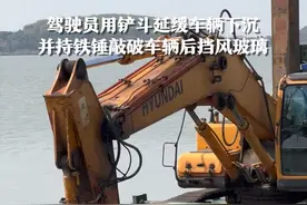 私家车冲入太湖即将没顶 ，两工人用挖掘机接力救落水母女！视频封面