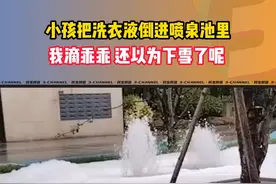 8月27日 江苏南京。小孩把洗衣液倒进喷泉池里，我滴乖乖，猛一看还以为下雪了呢。#洗衣液 #熊孩子 视频封面