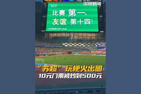 近日，被球迷称为“苏超”的江苏省首届城市足球联赛因“花式玩梗”火出圈，场均上座率接近万人，原价10元的门票在二手平台上最高被炒到500元一张。#苏超  #苏超联赛  #足球视频封面