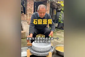 《石磨豆腐》老爸今天用小石磨做一个家庭版豆腐，说让我们尝尝石磨豆腐，不得不说石磨磨出来真的细腻。想学做豆腐可以学起来，自己做的豆腐还是更好吃。#我的乡村生活 #农村生活 #人间烟火  #老手艺 #纯天然无添加视频封面