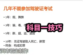 小型汽车驾驶证C1科目一考试，几年不能参加驾驶证考试#驾考理论视频封面