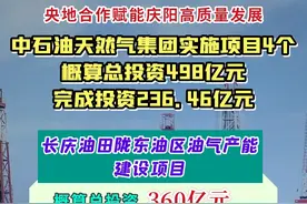 央地合作赋能庆阳高质量发展。中石油天然气集团实施项目4个，概算总投资498亿元，完成投资236.46亿元。#央地合作 #最新信息 #经济发展 #每日最新时讯 #投资视频封面