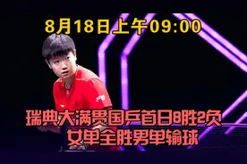 8月18日上午09:00 燃爆！瑞典大满贯国乒首日 8 胜 2 负！