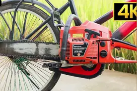谁能想到，油锯与自行车结合，竟成了一辆小型油车，小型油车真帅视频封面