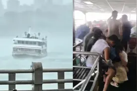 鼓浪屿轮渡突遇强对流，有座椅被吹走，游客吓懵：雷直接劈到海上