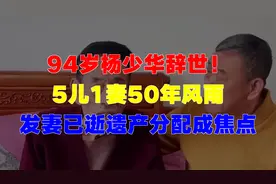 94岁杨少华辞世！5儿1妻50年风雨，发妻已逝，遗产分配成焦点