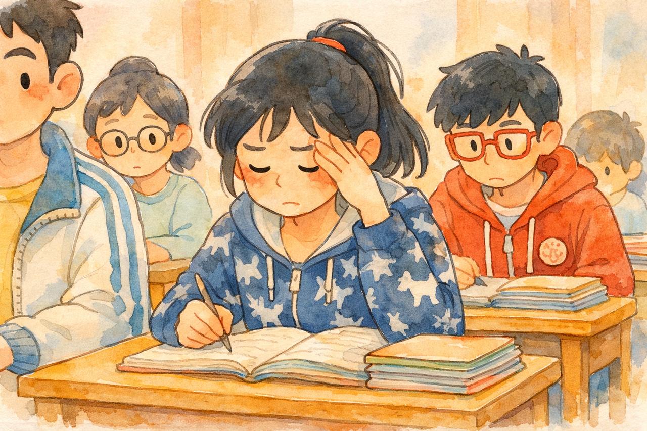 高二这年,没啥光环加持,
不够新,也不算老,
站在高三的门口往里看,有点心虚,
回头看看高一的作业本,想烧了。
这一年最明显的变化是,
你开始看得懂老师的痛苦了,
因为你也痛苦。
导数写着写着,
开始怀疑人生这条曲线能不能直接求最值。
高效学习听着像个广告词,
但高二是真的卷到,
手机一滑是别人做计划,
你一抬头,数学老师已经讲到“费马小定理”,
听不懂也别怕,反正你物理也听不懂。
知识点就