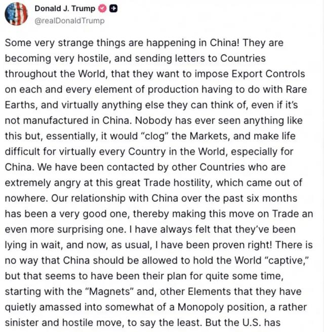 媒体：特朗普威胁对华加征100%新关税