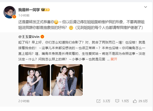林一请王玉雯在刘亦菲面前维护他形象