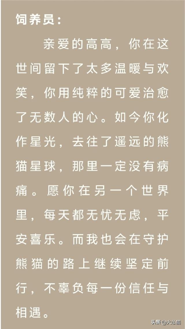 大熊猫高高离世你有何感受