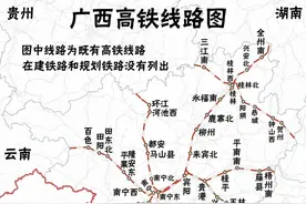 广西高铁线路图，12条高铁线路，44个高铁站图片
