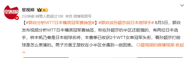 郭焱分析WTT日本横滨冠军赛抽签