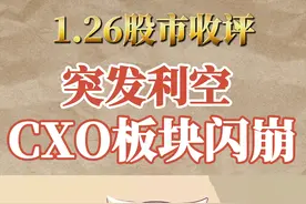 突发利空，CXO板块闪崩 2024.1.26股市收评
#财经 #股民 #金融视频封面